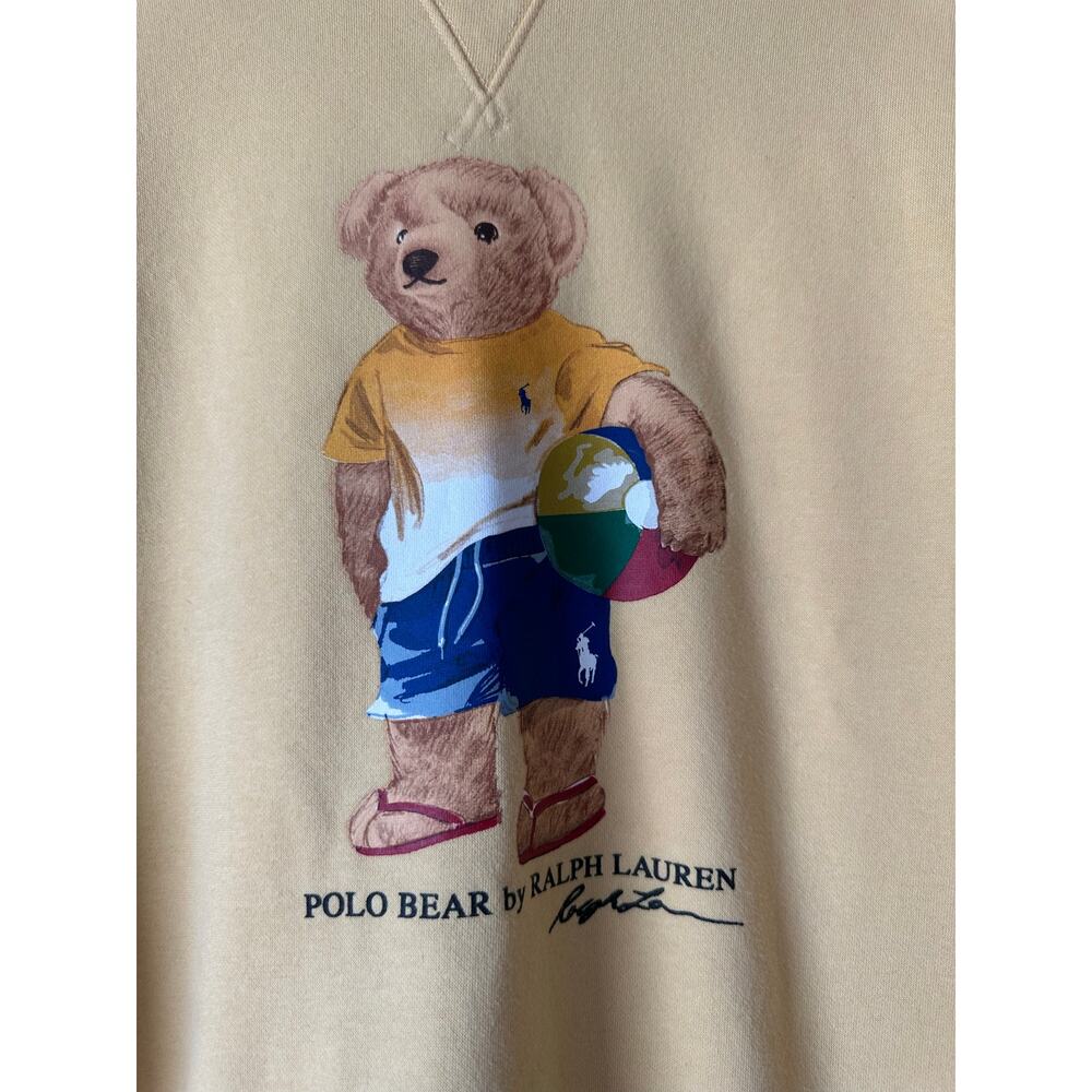 Polo Ralph Lauren Polo Bear Beach Ball Fleece Crewneck Sweatshirt XL Yellow - Picture 2 of 5